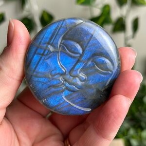 Labradorite Sun + Moon Face Carving A